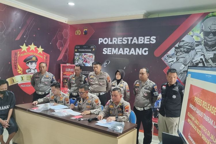 Gelar kasus tabrak lari di Polrestabes Semarang, Senin (12/6/2023).