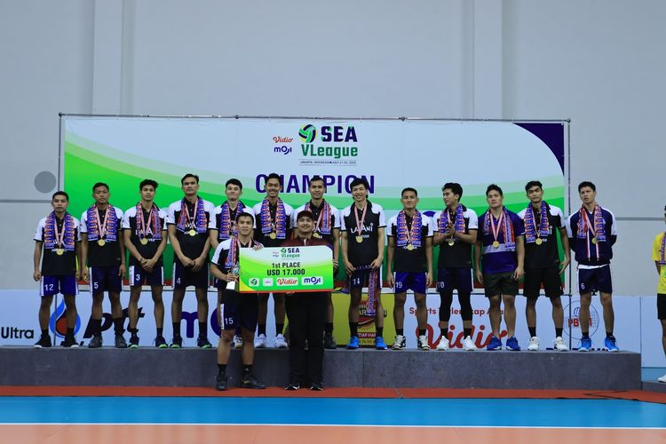 Timnas voli Indonesia menjadi juara SEA V League 2023 seri pertama setelah mengalahkan Thailand 3-1 di Padepokan Voli Jenderal Polisi Kunarto, Sentul, Bogor, Jawa Barat, Minggu (23/7/2023). 