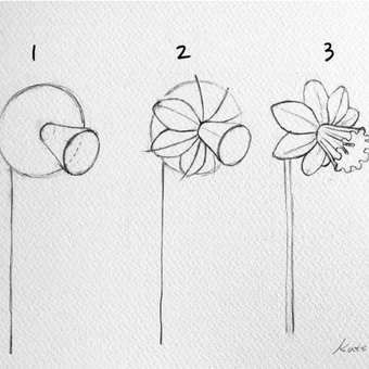 Ilustrasi teknik menggambar bunga 
