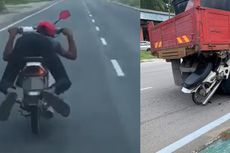 Berlagak ala Superman, Pengendara Motor Tewas Tabrak Truk