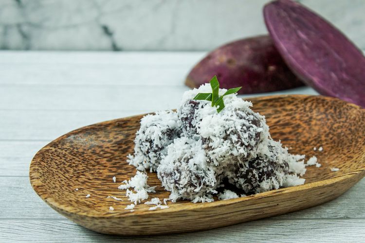Klepon ubi ungu rice cooker