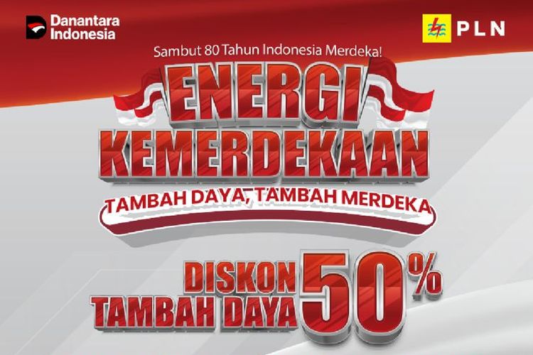 Tangkapan layar informasi diskon tambah daya listrik PLN Agustus 2025 di PLN Mobile. Diskon tambah daya listrik PLN 2025. Diskon tambah daya listrik. Cara klaim diskon tambah daya listrik PLN 2025.