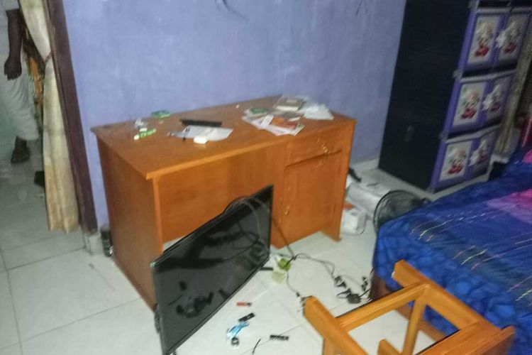 Kondisi rumah korban perampokan yang terjadi di Lampung Utara, Senin (30/1/2023) dini hari.
