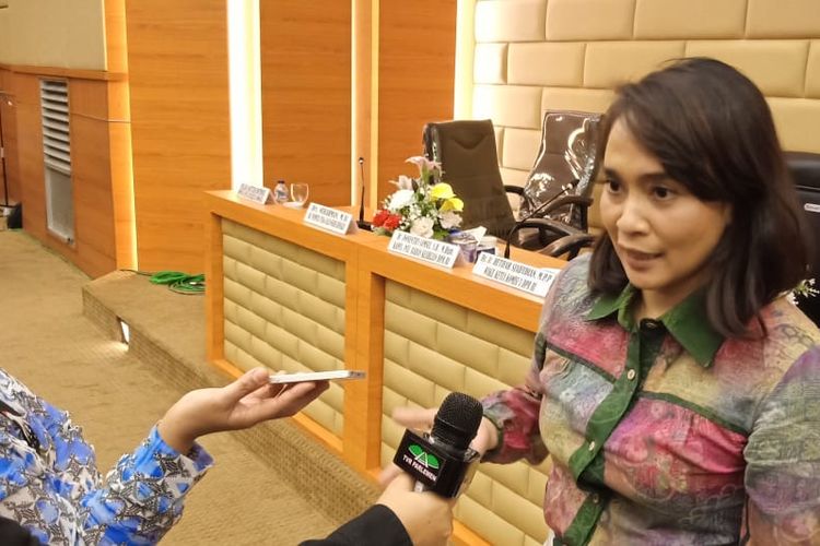 Salah satu pembicara Pendekatan Gender dan Disabilitas dalam Legalisasi Bidang Ketenagakerjaan yang digelar di Gedung DPR, Jakarta (7/8/2019), Nova Riyanti Yusuf dari Komisi IX DPR RI.