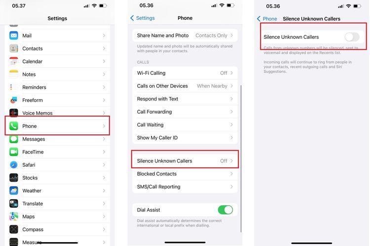 Ilustrasi cara mencegah panggilan tidak dikenal di iPhone.