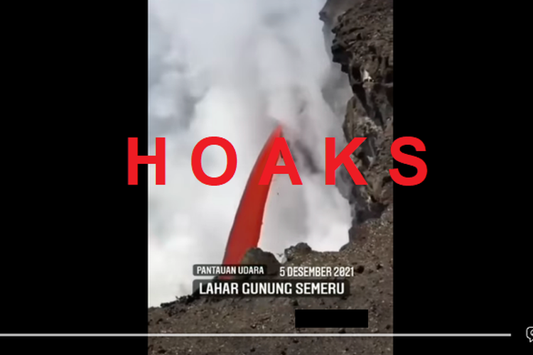 Tangkapan layar sebaran video dengan narasi diklaim erupsi Gunung Semeru. PVMBG menyatakan video tersebut hoaks dan bukan terjadi saat Semeru meletus.