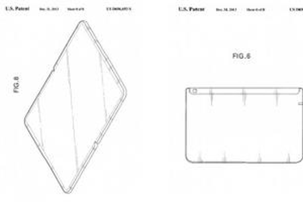 Gambar desain tablet yang bisa dilipat dalam dokumen paten Samsung