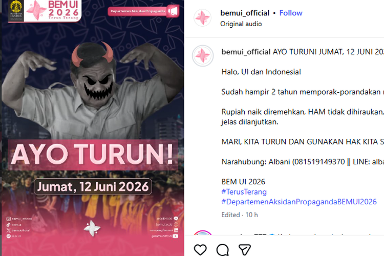 BEM UI Akan Demo di Bundaran HI Jumat Besok, Apa Tuntutannya?