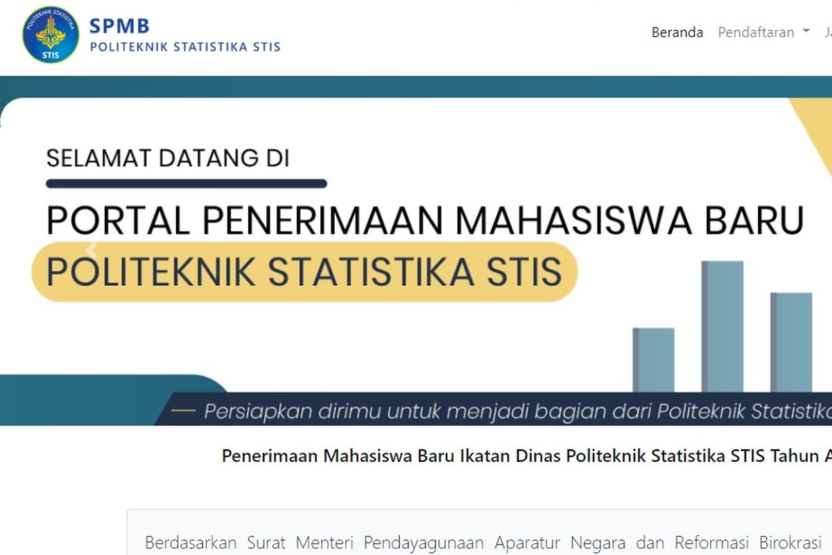 Pendaftaran Politeknik Statistika STIS 2020, Bebas Biaya Kuliah dan Jadi Calon ASN