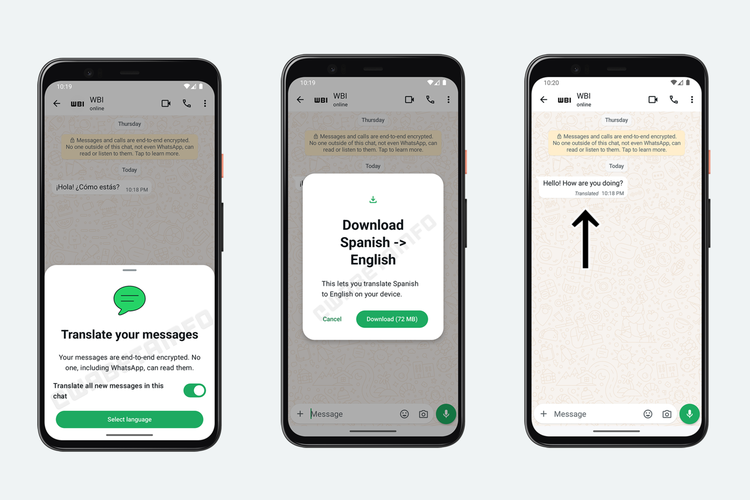 WhatsApp disinyalir tengah mengyiapkan fitur baru Translate Messages. Fitur ini memungkinkan menerjemahkan pesan secara otomatis di chat WA.