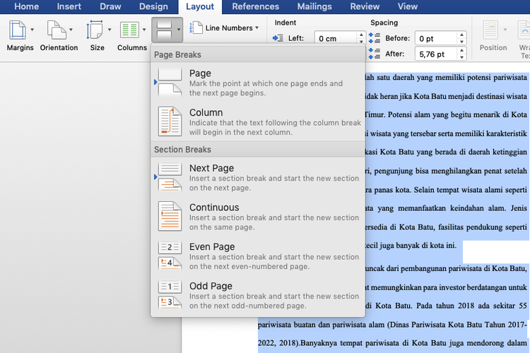 word for mac 2018 insert right-margin tab