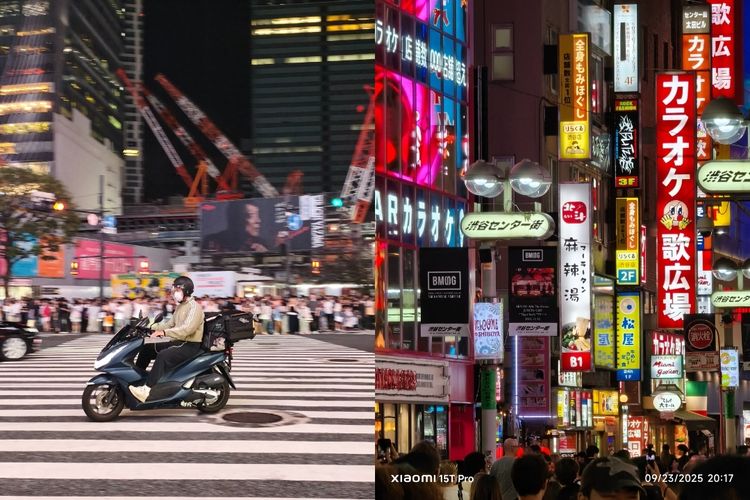 Beberapa momen yang diambil menggunakan teknik low exposure (kiri) dan zoom optik 5x dari Xiaomi 15T Pro
