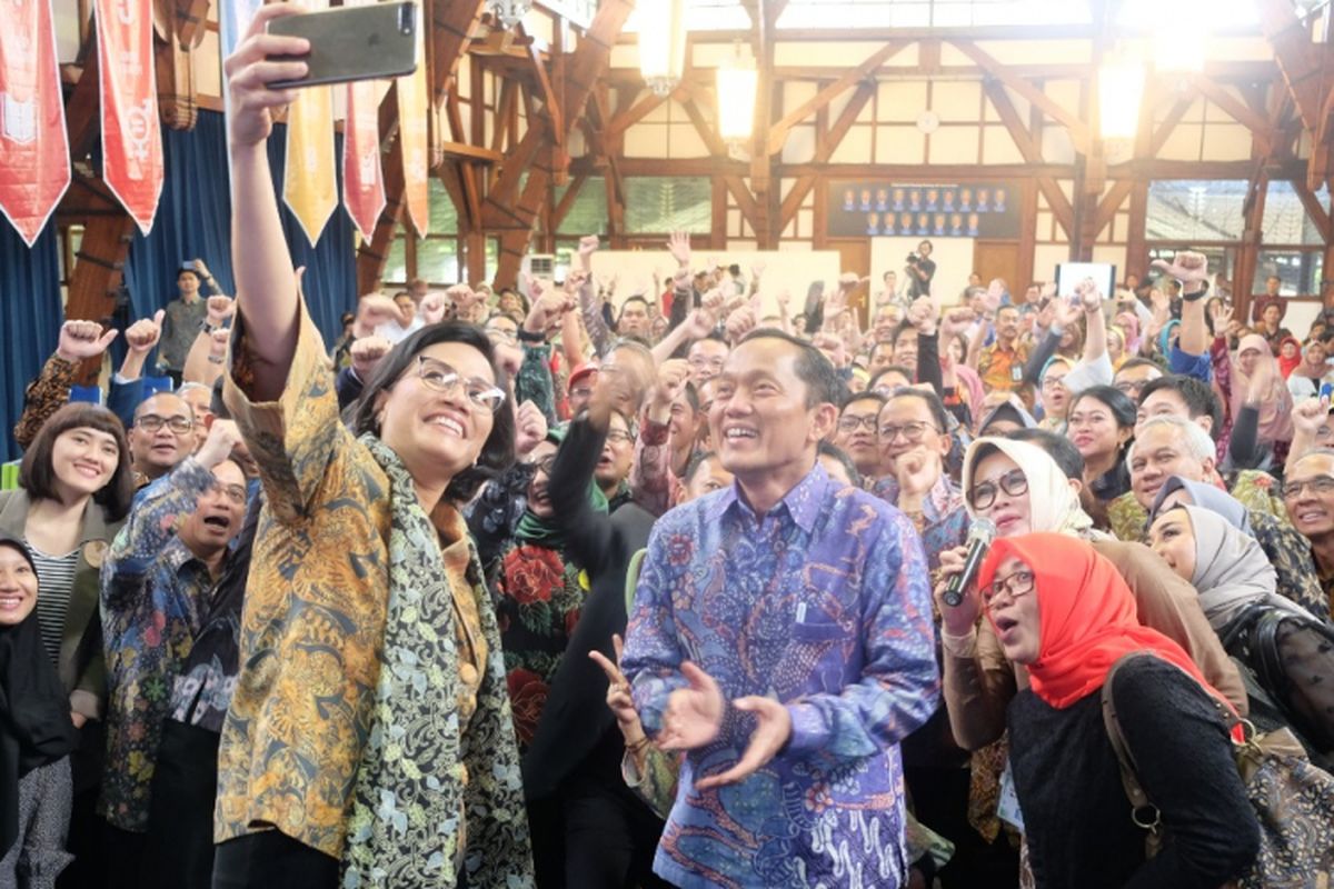 Sri Mulyani Indrawati pada seminar Towards Zero Carbon yang diselenggarakan Alumni ITB 88 pada Jumat (7/12/2018) di Aula Barat ITB. 