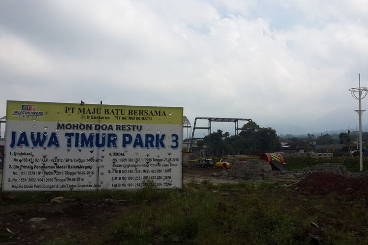 Lokasi pembangunan Jatim Park 3 (Jatim Park Group) di Kota Batu, Rabu (5/4/2017)