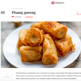 Tangkapan layar pisang goreng menjadi hidangan penutup atau dessert terbaik di dunia versi Taste Atlas.