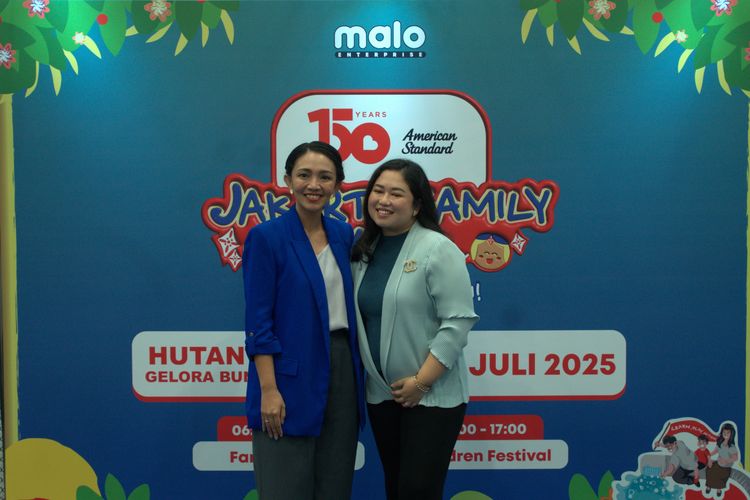 Co-founder Malo Enterprise, Felicia Debora (kanan) dan Co-founder BN Montessori dan portal belajar parenting Good Enough Parents, psikolog Pritta Tyas, M.Psi. (kiri), saat peluncuran Jakarta Family Walk di Decathlon Pondok Indah, Jakarta Selatan, Kamis (26/6/2025).