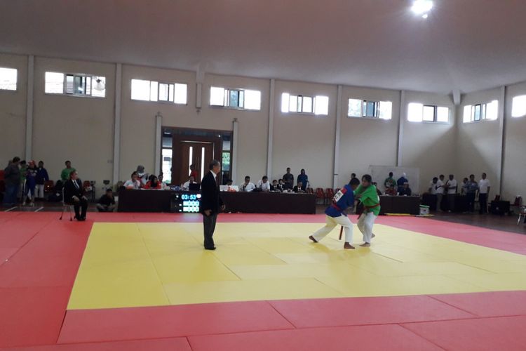 Seleksi Nasional atlet kurash untuk SEA Games 2019 yang berlangsung di Ciloto, Cianjur, Jawa Barat, Minggu (27/1/2019).