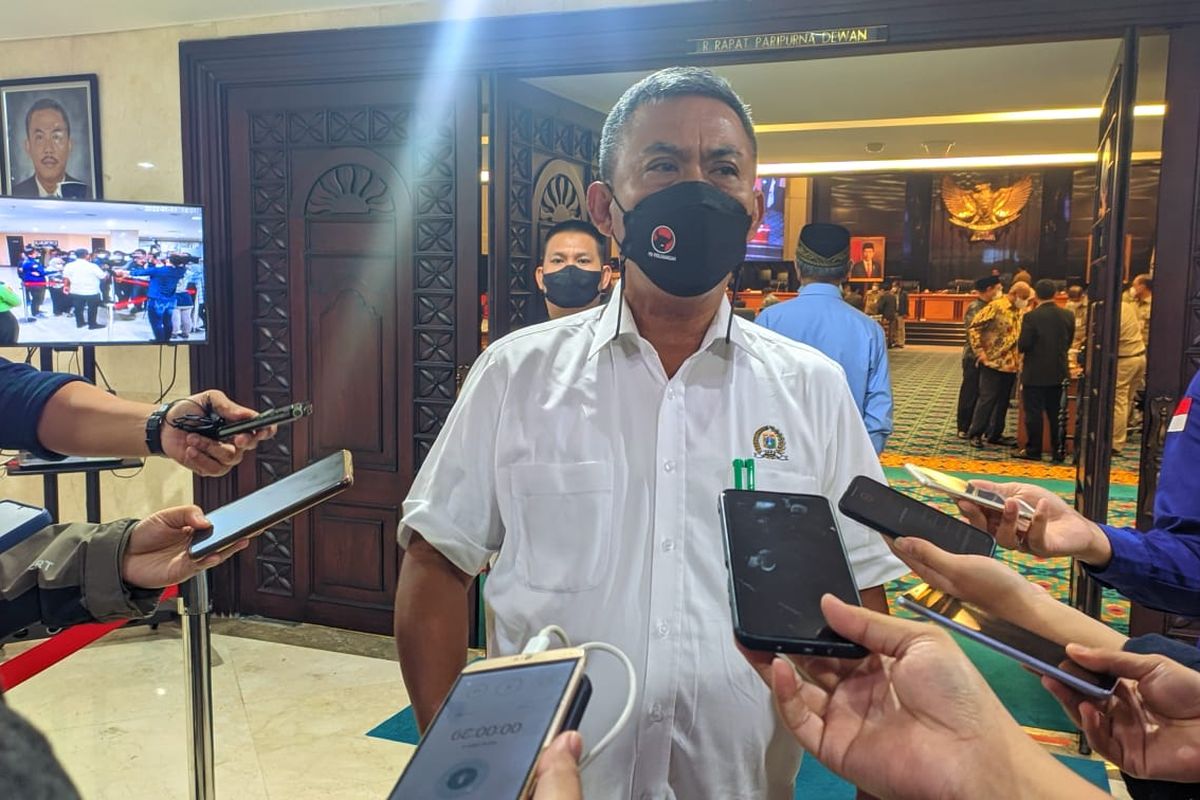 Ketua DPRD DKI Jakarta Prasetio Edi Marsudi saat ditemui di Gedung DPRD DKI Jakarta, Selasa (11/1/2022)