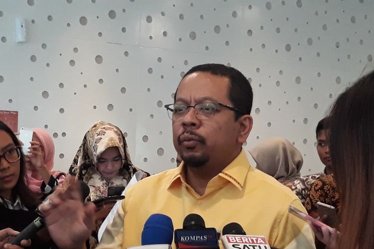 Direktur Eksekutif Indo Barometer, M Qodari di Hotel Harris, Jakarta Selatan, Sabtu (13/4/2019).