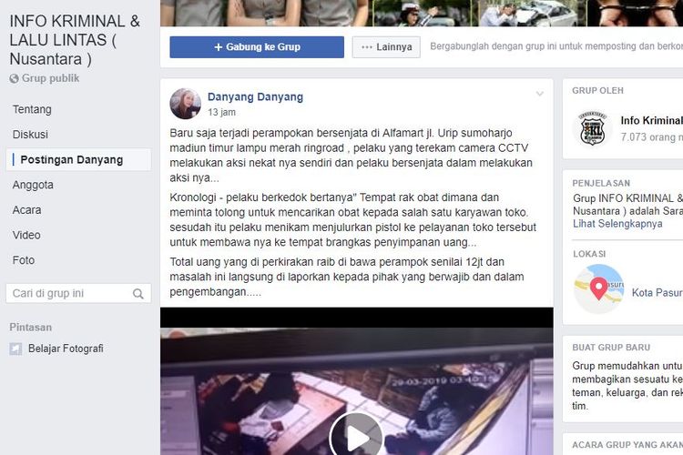 video pencurian di Alfamart di Madiun yang viral.