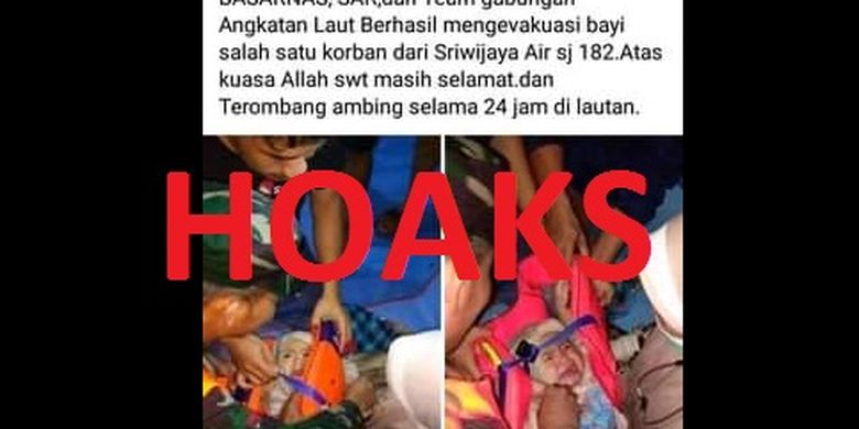 Hoaks Foto Bayi Disebut Selamat Dari Kecelakaan Pesawat Sriwijaya Air Sj 182 Halaman All Kompas Com