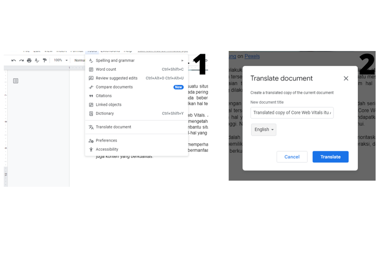 cara translate dokumen di google docs