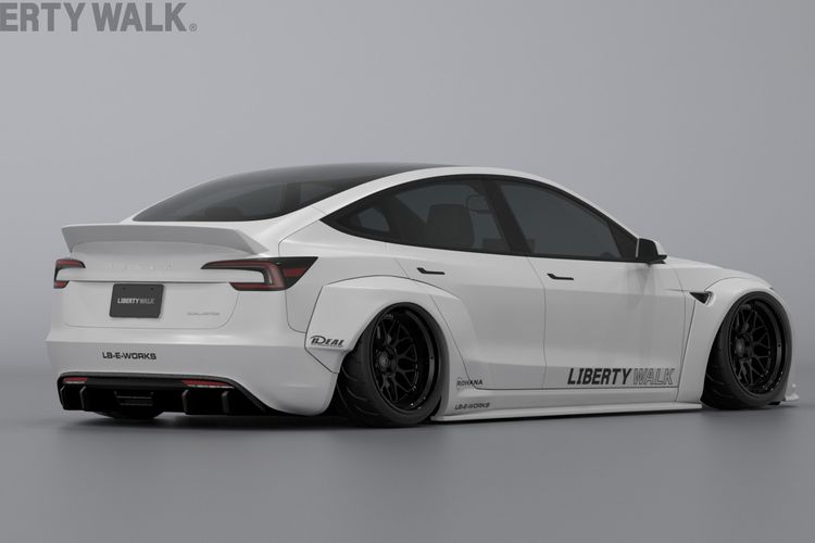 Tesla Model 3 dengan bodykit Liberty Walk