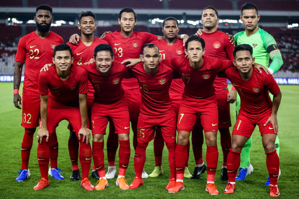 Skuad Timnas Indonesia dalam pertandingan persahabatan melawan Vanuatu di Stadion Gelora Bung Karno, Jakarta Pusat, Sabtu (15/6/2019). Tim Nasional (timnas) Indonesia meraih kemenangan telak saat melakoni laga bertajuk FIFA Matchday melawan Vanuatu dengan skor 6-0.