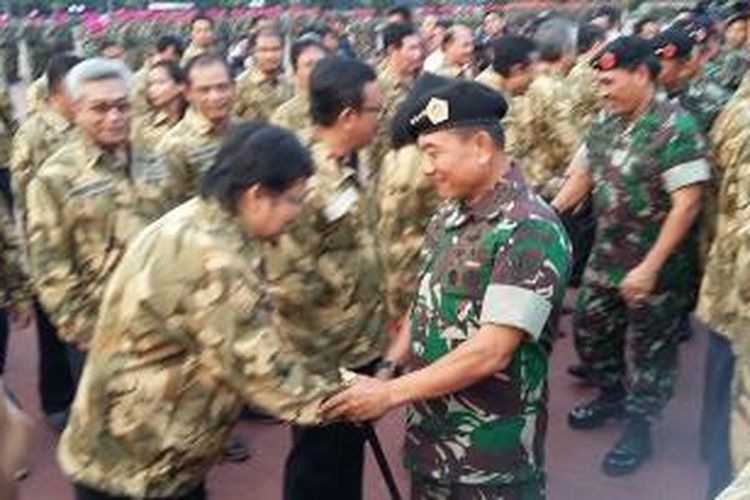 Panglima TNI Jenderal Moeldoko, seusai melakukan pembaretan kepada sejumlah pimpinan media massa di Mabes TNI Cilangkap, Jakarta Timur, Selasa (16/6/2015).