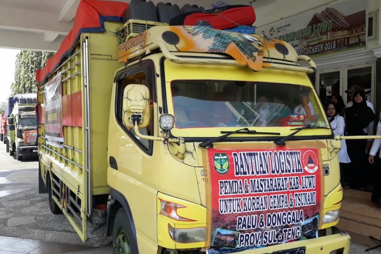 Pemerintah kabupaten luwu untuk keempat kalinya mengirim bantuan logistik dan relawan ke korban gempa bumi dan tsunami di palu, donggala dan sigi biromaru, rabu (10/10/2018)