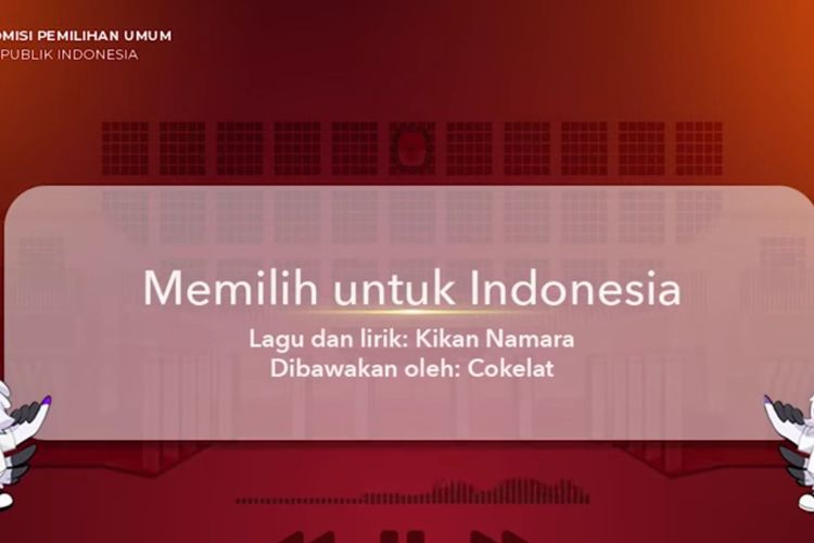 Tangkapan layar video lirik jingle Pemilu 2024 berjudul Memilih untuk Indonesia.