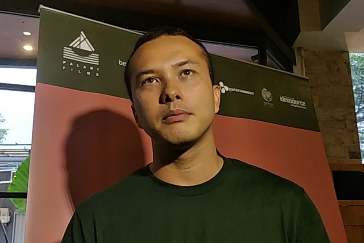 Nichola Saputra dalam konferensi pers film Aruna dan Lidahnya di Ecology, Kemang, Jakarta Selatan, Kamis (31/5/2018).