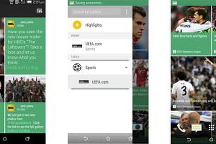 Tampilan fitur BlinkFeed di HTC One M8