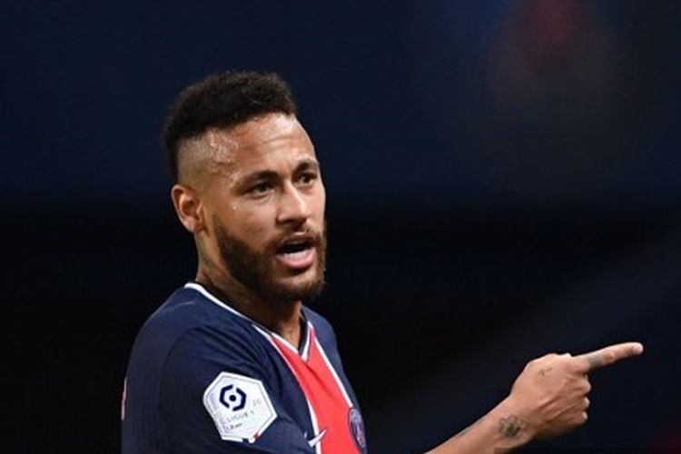 Bintang Paris Saint-Germain, Neymar, pada laga PSG vs Marseille di Liga Perancis, Senin (14/9/2020) dini hari WIB.