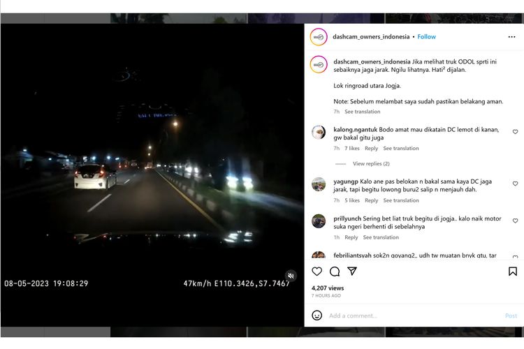 Video viral di media sosial memperlihatkan truk yang membawa muatan berlebih alias ODOL