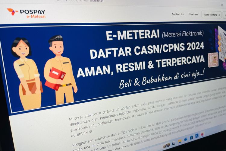 Link pembelian e-meterai Posfin. E-meterai di Posfin saat ini sudah tersedia dan bisa dibeli buat daftar CPNS 2024.