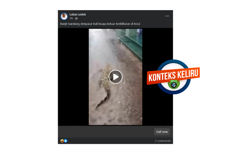 Konteks keliru, video buaya lepas ini sudah beredar sebelum banjir Bali pada September 2025