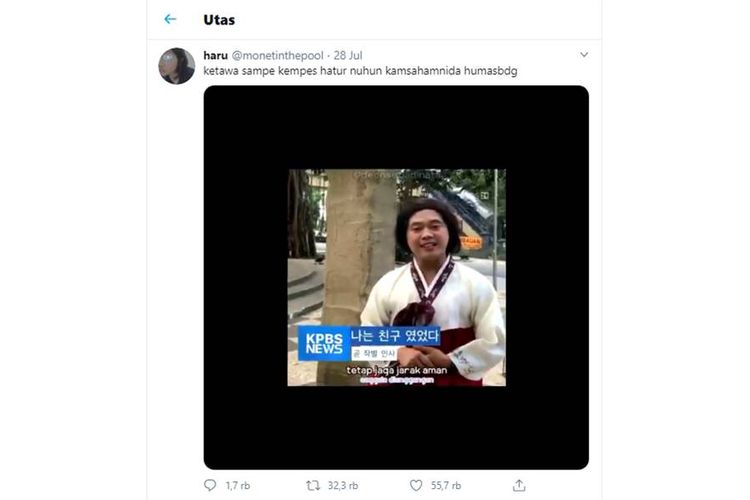Tangkapan layar video viral bahasa Sunda-Korea Selatan