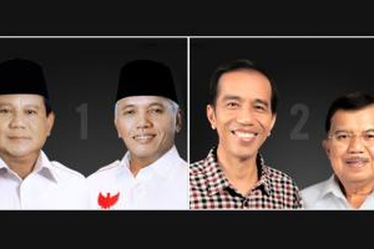 Prabowo-Hatta (kiri) dan Jokowi-JK (kanan).