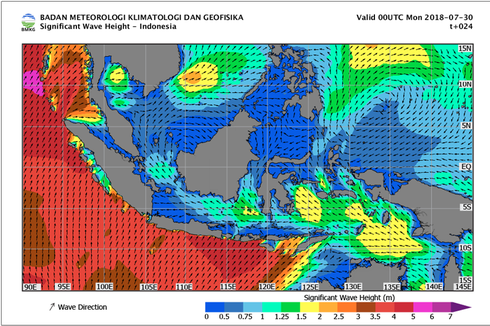 Informasi BMKG soal Gelombang Tinggi pada 30-31 Juli 2018
