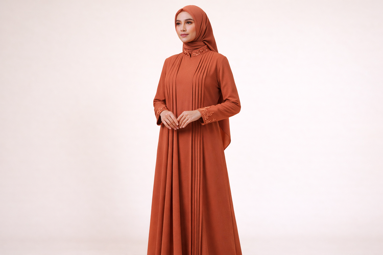 Maxi Dress Minimalis dengan Potongan Lurus
