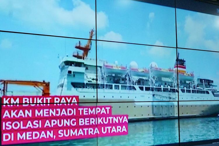 Tampilan Kapal Motor (KM) Bukit Raya yang akan dipersiapkan menjadi tempat isolasi terpusat.