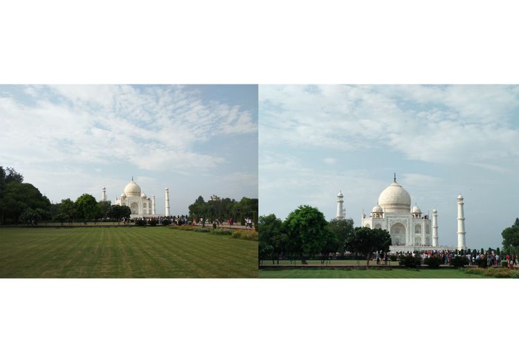 Hasil jepretan Xiaomi Mi A1, sebelah kiri adalah mode normal lantas sebelah adalah jepretan setelah diperbesar dua kali dengan optical zoom.