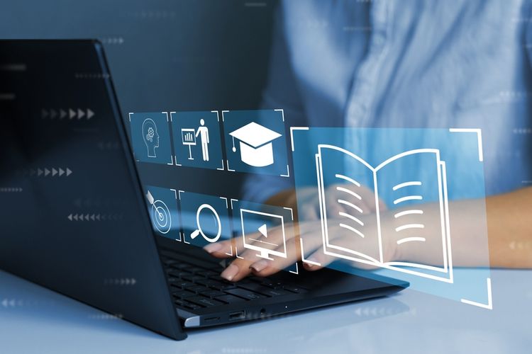 Ilustrasi pelatihan online, pelatihan daring. 