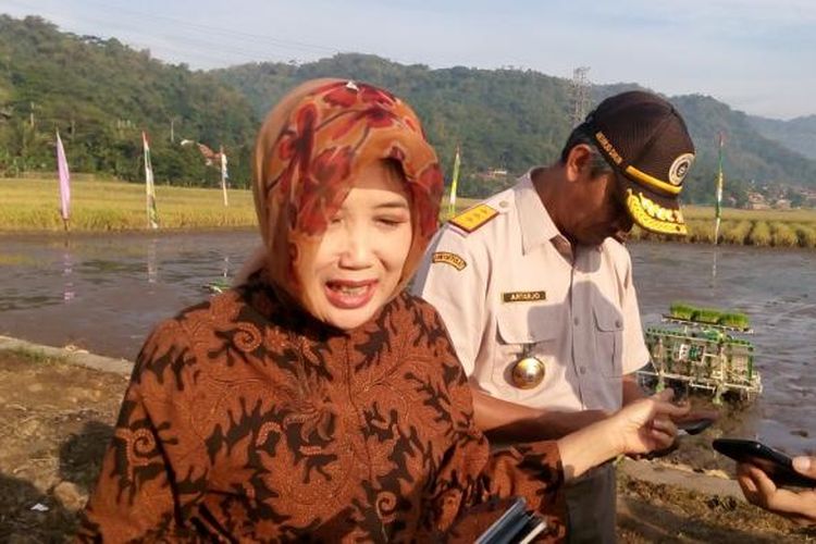 Kepala Badan Karantina Pertanian Banun Harpini, usai acara Gerakan Peningkatan Luas Tambah Tanam dan Serap Gabah Petani di Kutawaringin, Soreang, Bandung, Jawa Barat, Rabu (20/7/2016).