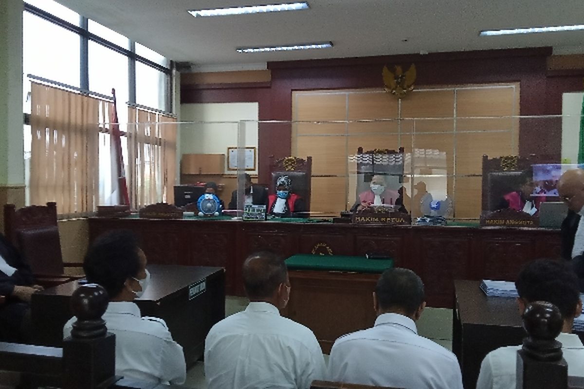 Sidang pembacaan nota pembelaan (pledoi) kasus kebakaran lapas di Pengadilan Negeri Tangerang, Selasa (30/8/2022). Keempat terdakwa dihadirkan dalam sidang tersebut.