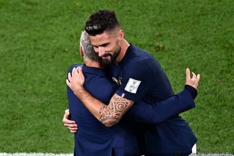 Olivier Giroud membukukan dua gol dalam kemenangan 4-1 timnas Perancis atas Australia dalam laga pembuka sang juara bertahan di Piala Dunia 2022, Rabu (23/11/2022).