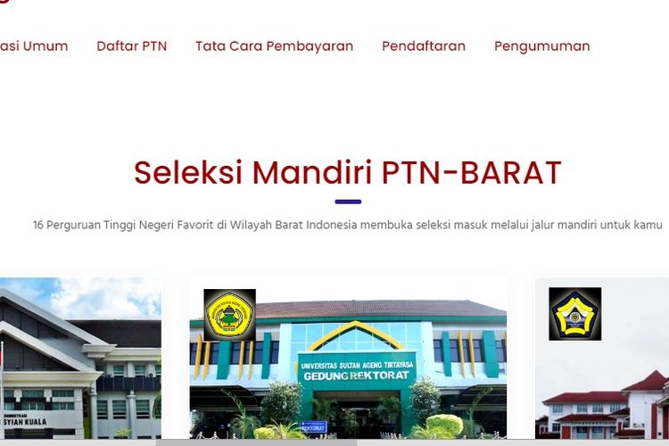 Seleksi Mandiri 16 PTN SMMPTN Barat 2020