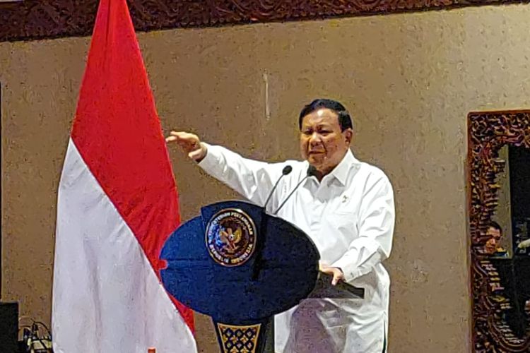 Menteri Pertahanan (Menhan) Prabowo Subianto saat menghadiri acara Idea Fest 2022 di Jakarta Convention Center, Jumat (25/11/2022).