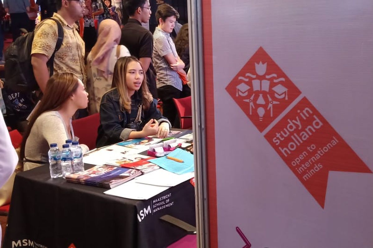 Suasana pameran pendidikan Dutch Placement Day yang digelar di Erasmus Huis, Jakarta (1/11/2019).